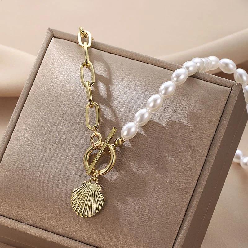 xz160-Pearl Chain Stitching Necklace