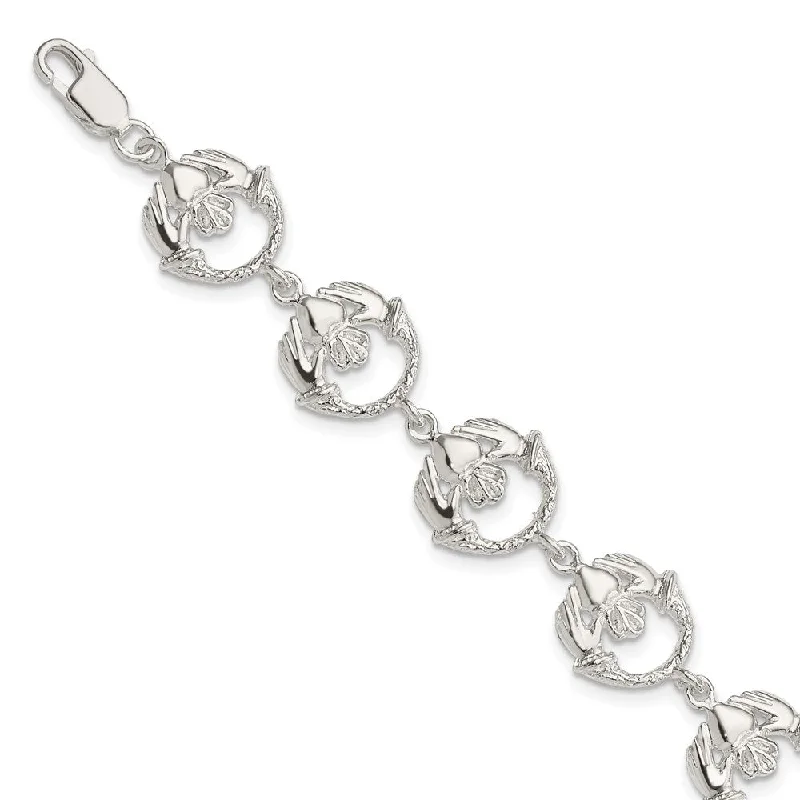 Women’s heart-shaped bracelets-Sterling Silver Claddagh Bracelet-WBC-QG880-7