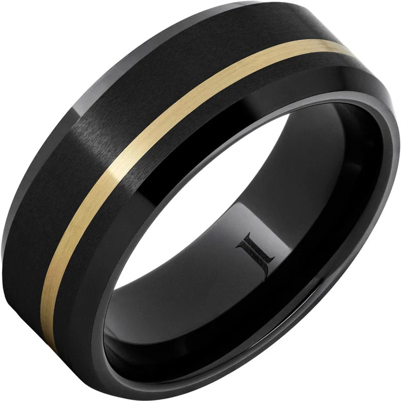 Women’s solitaire rings-Black Diamond Ceramic™ Ring with 14K Gold Inlay