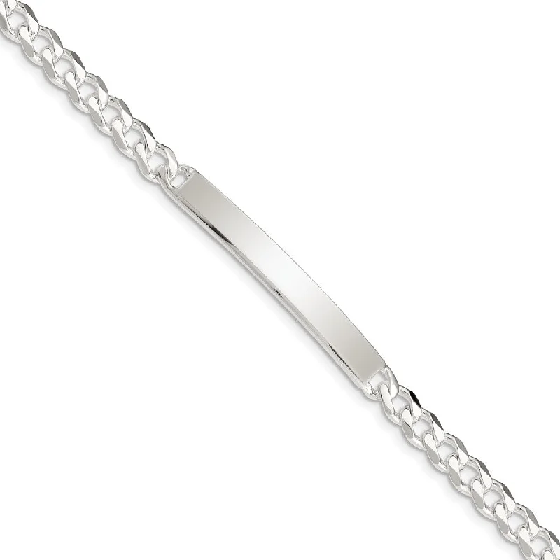 Women’s crystal bracelets-Sterling Silver Curb ID Bracelet-WBC-QCD150-8