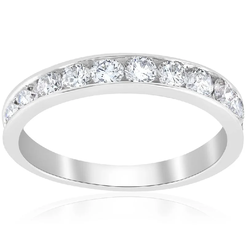 Women’s princess cut diamond engagement rings-Platinum 1ct Channel Set Diamond Wedding Ring Lab Grown