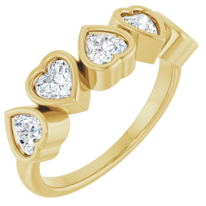 Women’s heirloom engagement rings-2Ct Heart Shape Diamond Five Stone Wedding Ring 14k Gold Anniversary Lab Grown