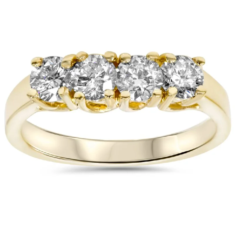 Women’s engagement rings with matching band-1ct Diamond Yellow Gold Curve Wedding Ring Enhancer