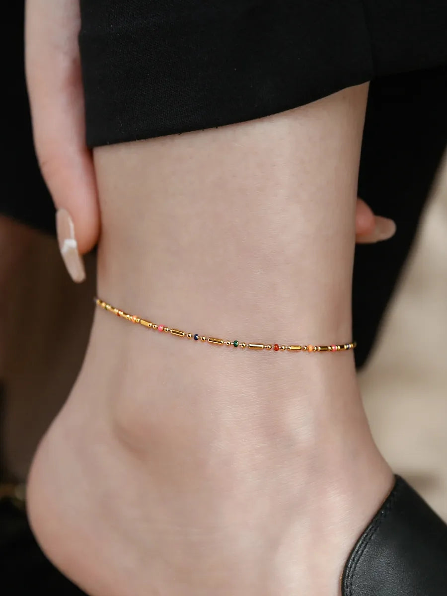 Golden Rice Chain Dripping Anklet