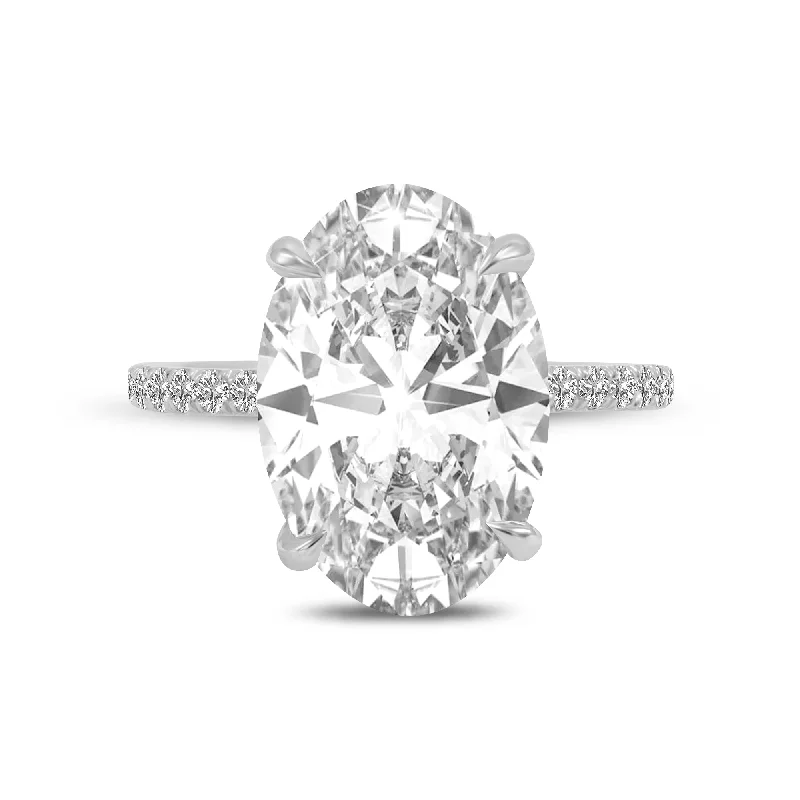 Women’s small diamond engagement rings-6.65 Carat Diamond Ring Lab Grown Set In 18K White Gold With Natural Side Diamonds