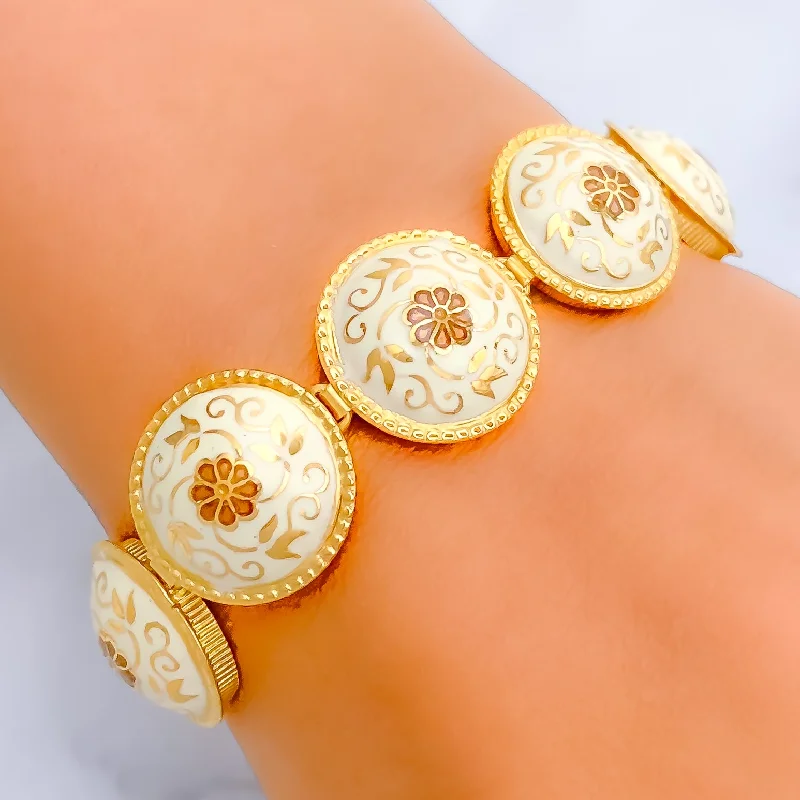 Women’s modern bangle bracelets-Sophisticated Vintage 22k Gold Meenakari Bracelet