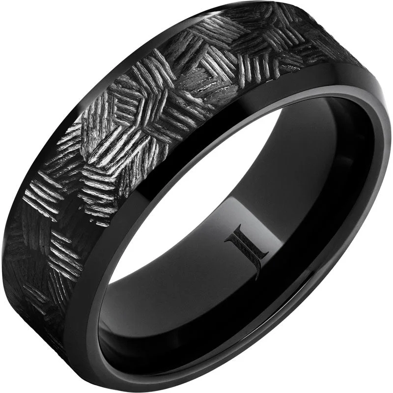 Women’s floral rings-Black Diamond Ceramic™ Thicket Hand Engraved Ring