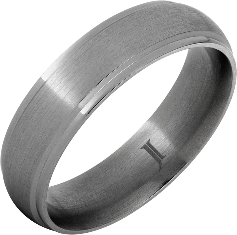 Women’s wedding bands-Titanium Ring With Recessed Edges and Satin Finish