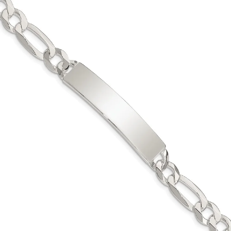 Women’s infinity bracelets-Sterling Silver Figaro Link ID Bracelet-WBC-QID189-8.5