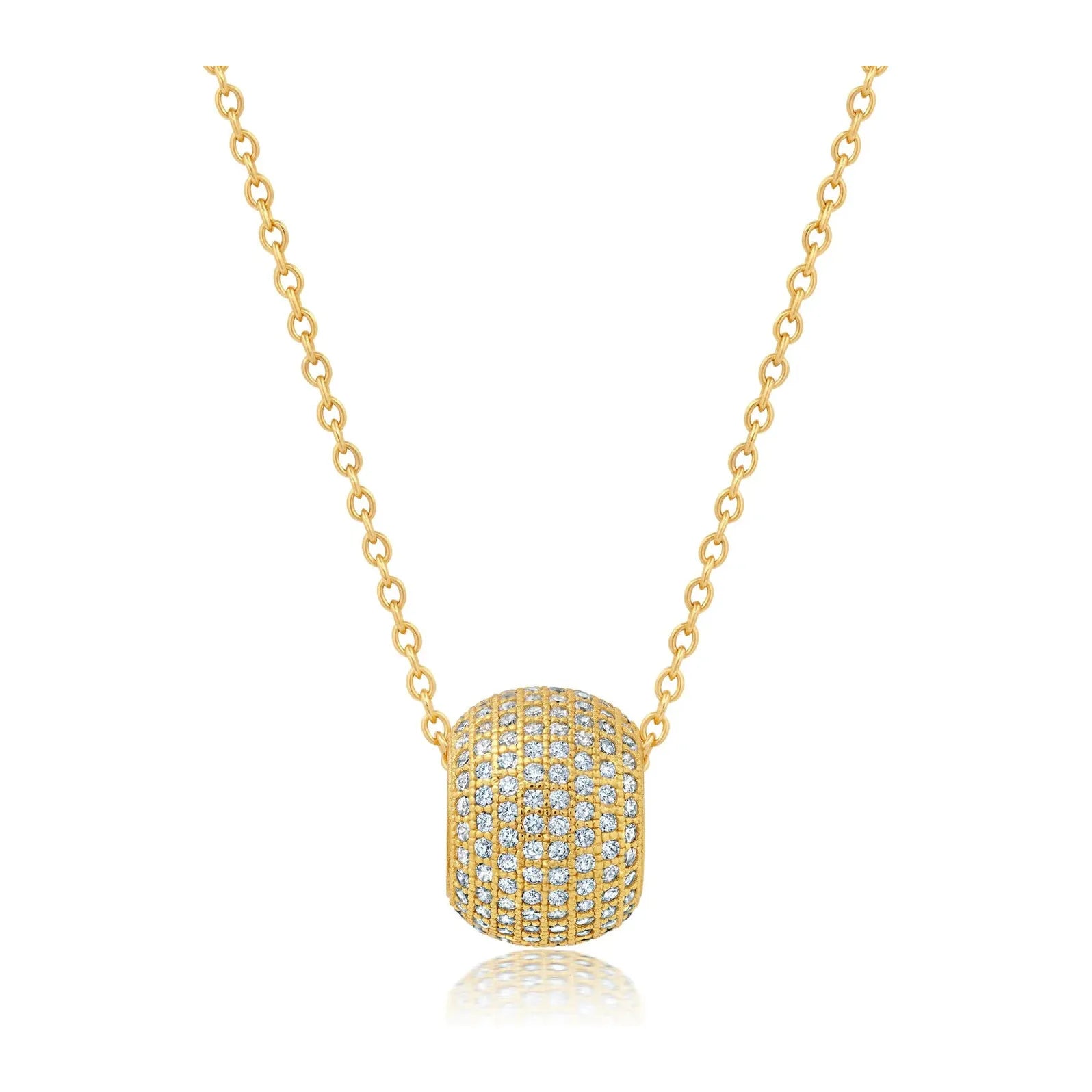 Women’s wedding day necklaces-CRISLU  Chamonix Pave Rolling Pendant in Gold