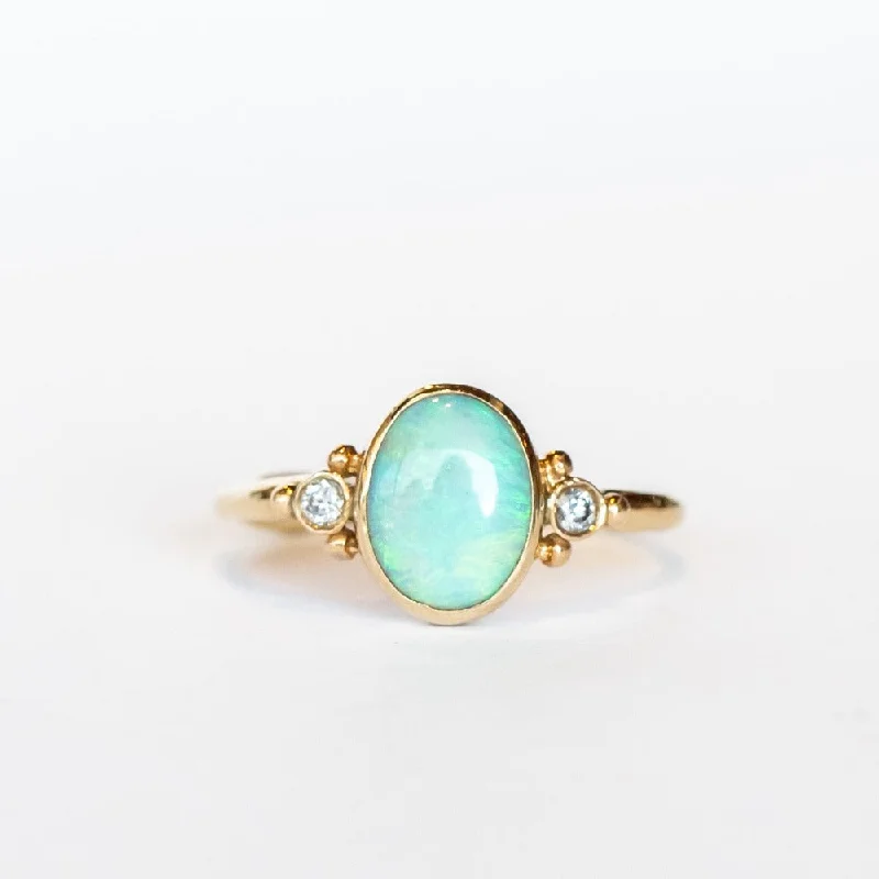 Women’s vintage-style engagement rings-Emily Amey | Australian Opal and Diamond Ring