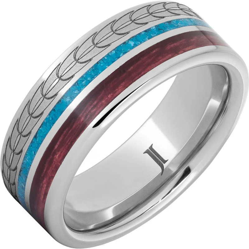 Women’s vintage wedding rings-Barrel Aged™ Serinium® Ring with Cabernet and Turquoise Inlays