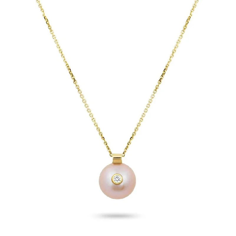 Women’s dainty necklaces-Everly Necklace, Pink Pearl