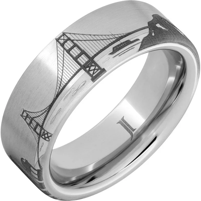 Women’s signet rings-Serinium® Golden Gate Bridge Scene Ring