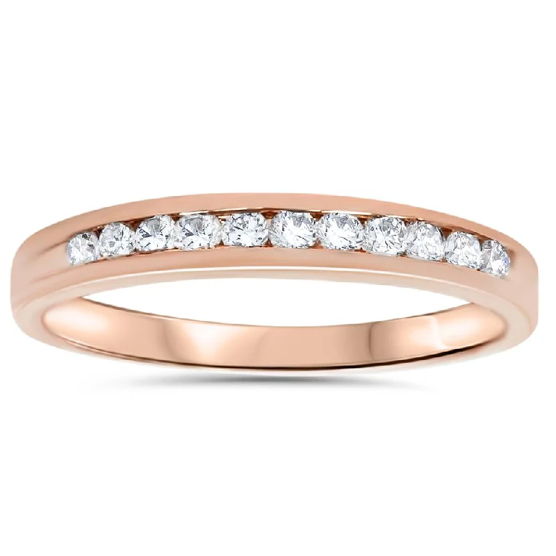 Women’s round diamond engagement rings-1/4ct Channel Set Diamond Wedding Ring 14K Rose Gold