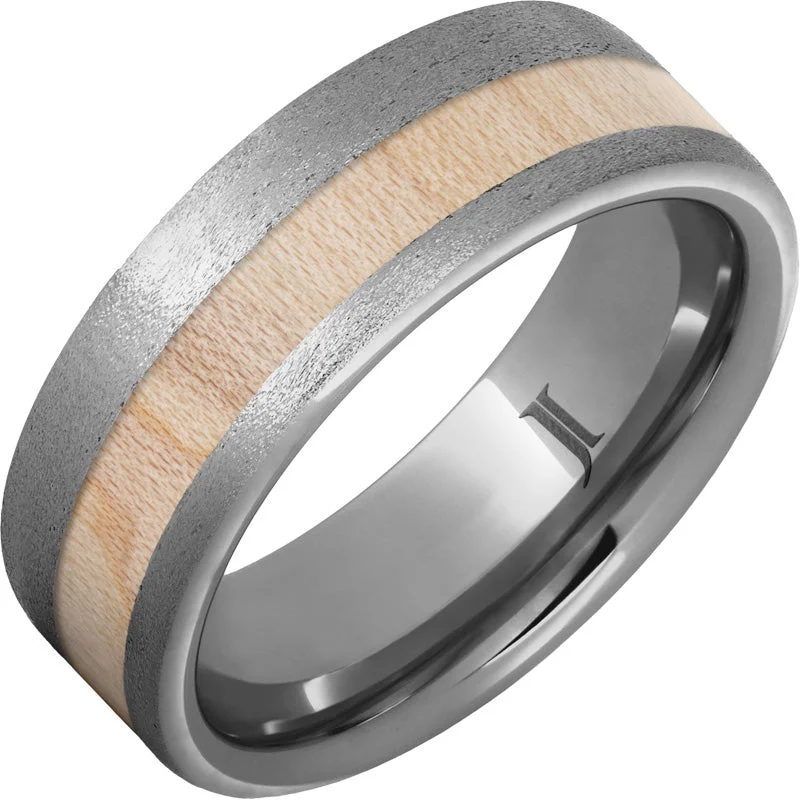 Women’s colorful gemstone rings-National Pastime Collection™ Rugged Tungsten™ Ring with Maple Vintage Baseball Bat Wood Inlay and Stone Finish