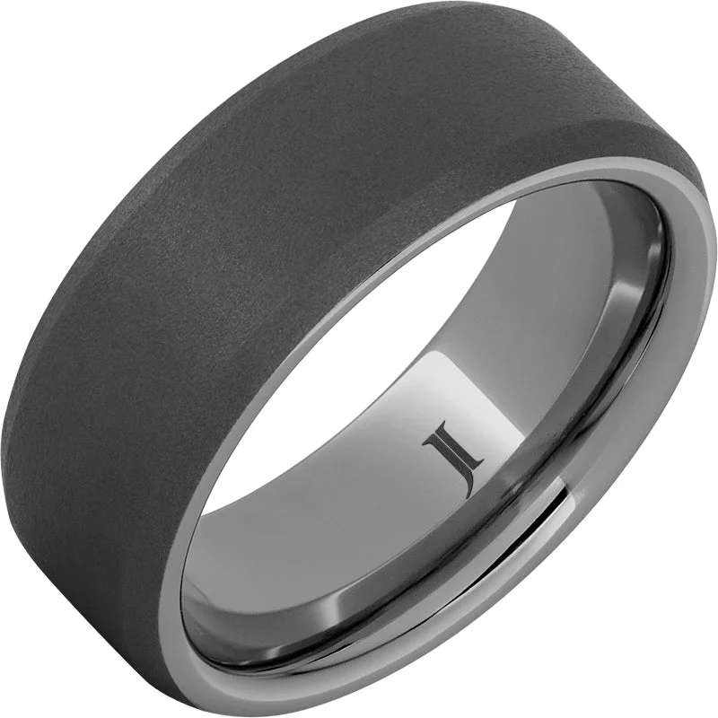 Women’s eternity rings-Rugged Tungsten™ Beveled Edge Ring with Sandblast Finish