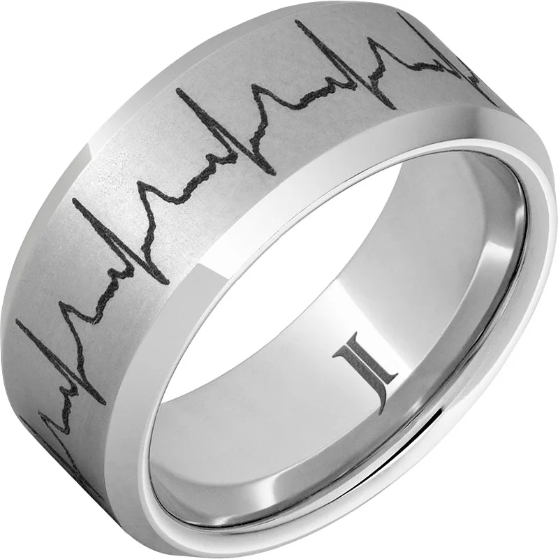 Women’s princess-cut rings-Heartbeat - Serinium® Custom Engraved Ring