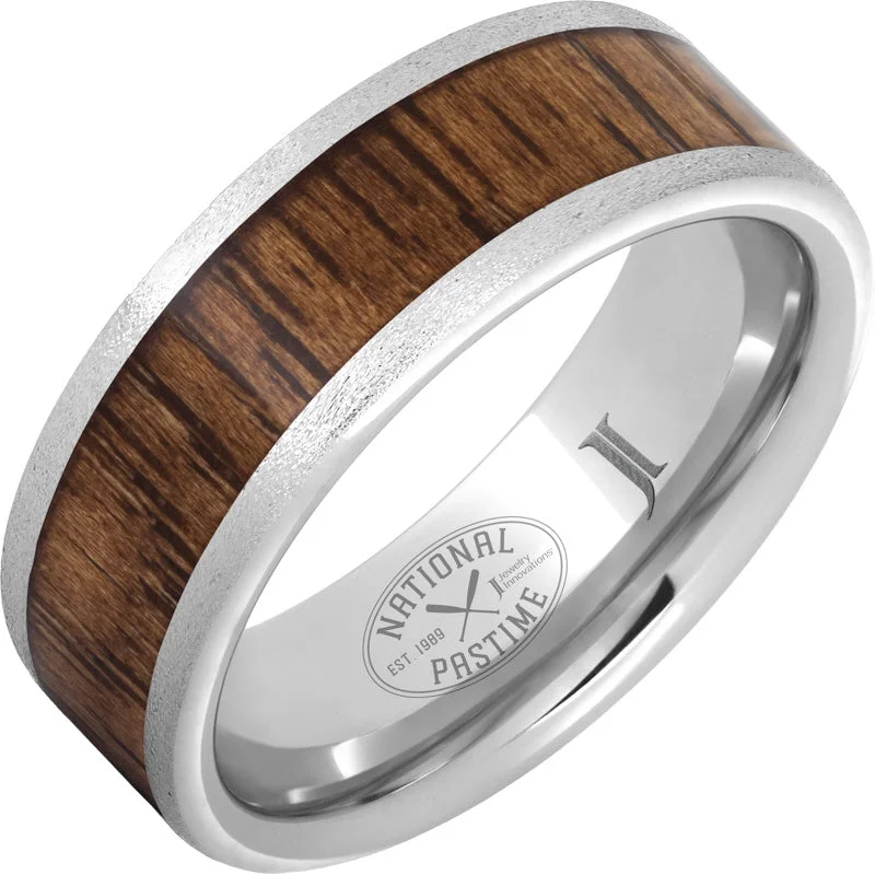 Women’s statement gemstone rings-National Pastime Collection™ Serinium® Ring with Hickory Vintage Baseball Bat Wood Inlay and Stone Finish