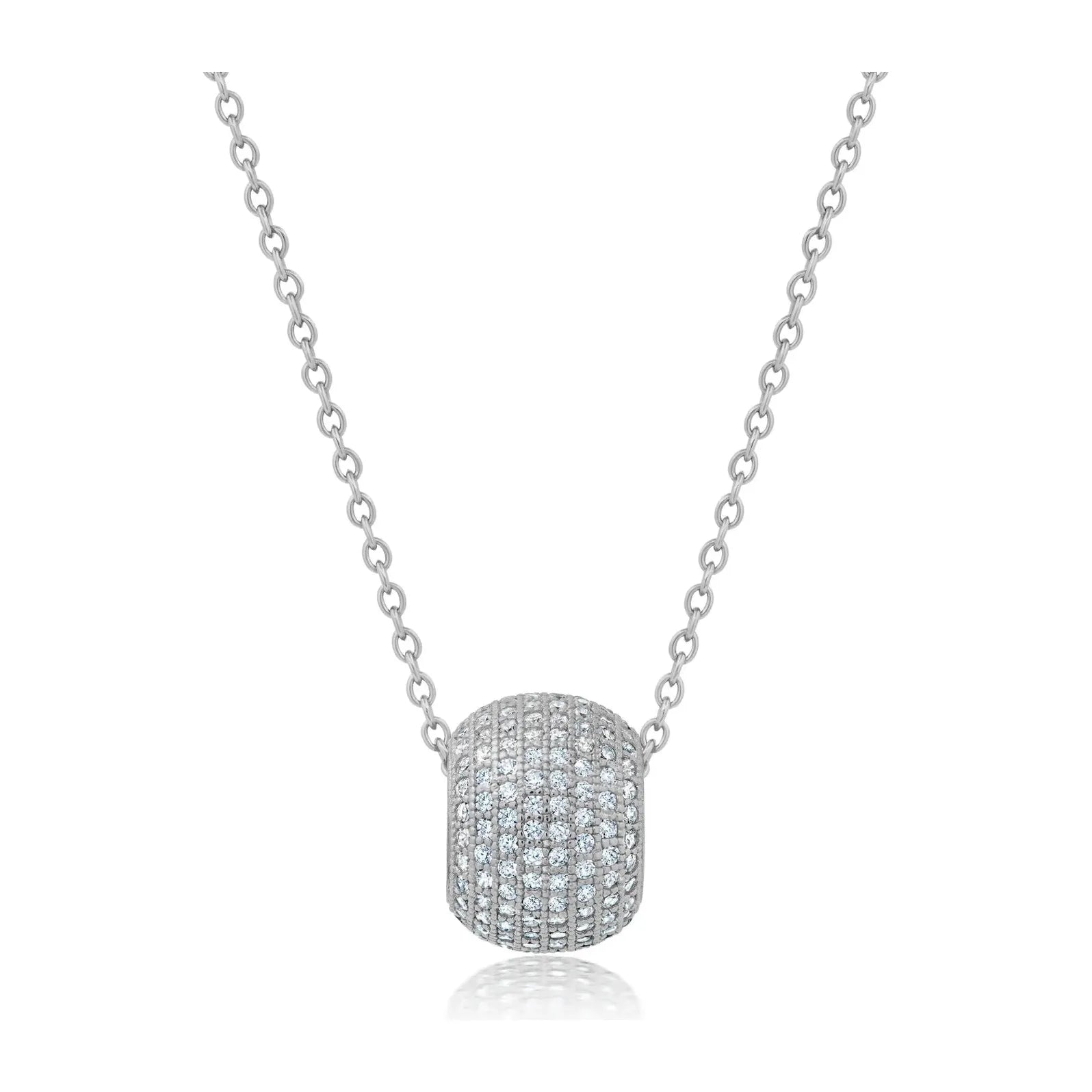 Women’s minimalistic chain necklaces-CRISLU  Chamonix Pave Rolling Pendant in Silver