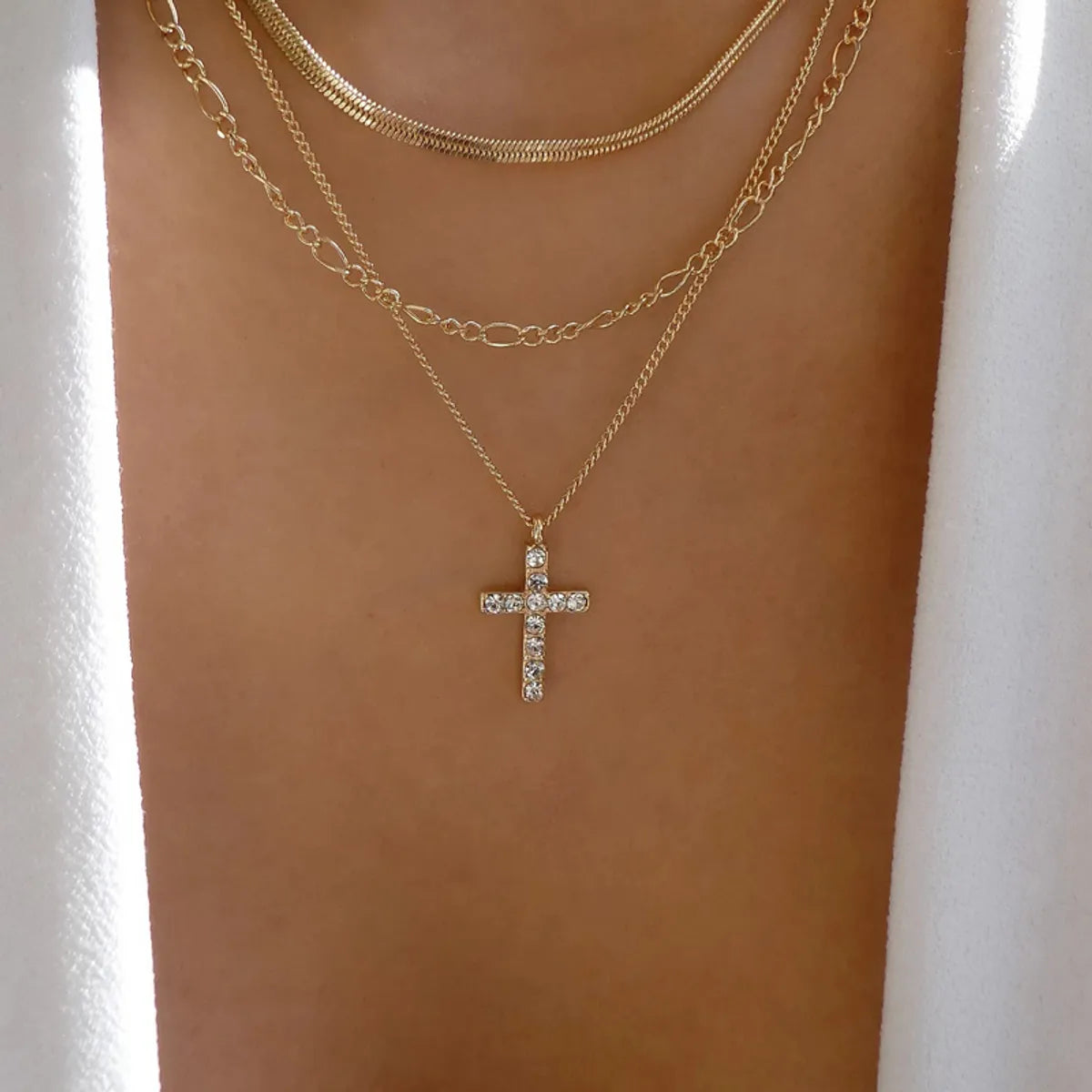 Women’s matching necklace sets-Vintage Style Simple Style Cross Alloy Wholesale Layered Necklaces