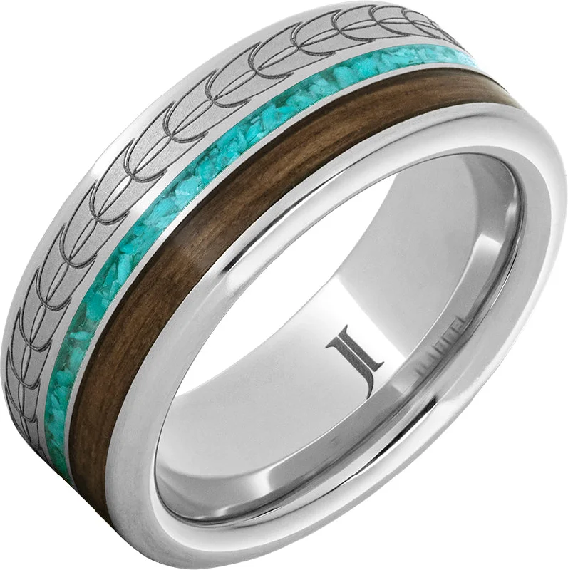 Women’s princess-cut rings-Barrel Aged™ Serinium® Ring with Turquoise and Bourbon Inlays