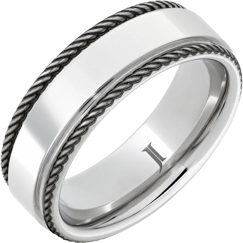 Women’s square rings-Serinium®Ring with Rope Edge Carving