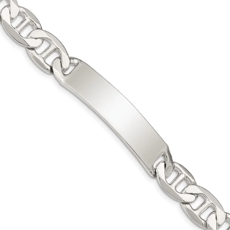 Women’s chain bracelets-Sterling Silver 8.5inch Polished Engraveable Anchor Link ID Bracelet-WBC-QID143-8.5