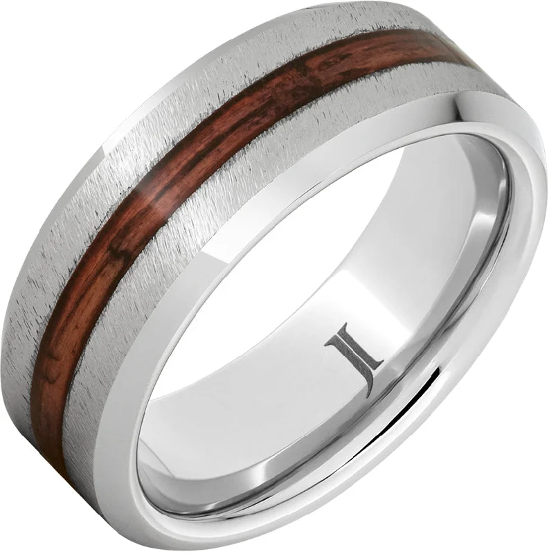 Women’s birthstone rings-Barrel Aged™ Serinium® Ring with Cabernet Wood Inlay and Grain Finish