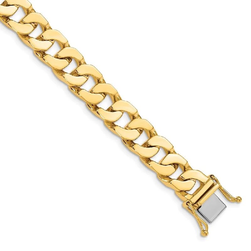 Women’s unique bangle bracelets-14k Yellow Gold 10mm Hand-polished Fancy Link Bracelet, 8"