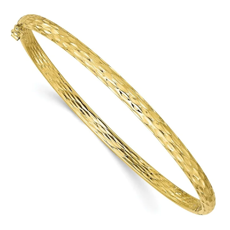 Women’s wrap-around bracelets-Leslie's 10k Yellow Gold & Diamond-Cut Hinged Bangle Bracelet, 7.5" (W-4.2mm)