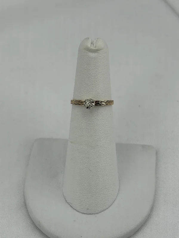 Women’s art deco engagement rings-14k yg solitaire .04ct dia wedding ring size 5