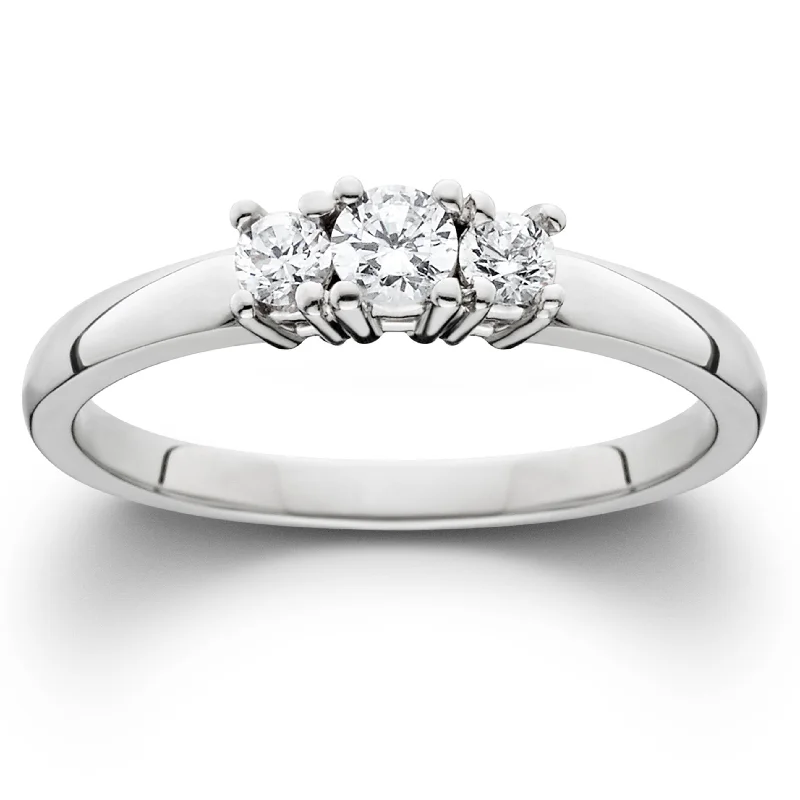 Women’s engraved wedding bands and engagement rings-1/2ct Three Stone Diamond Ring 14K White Gold