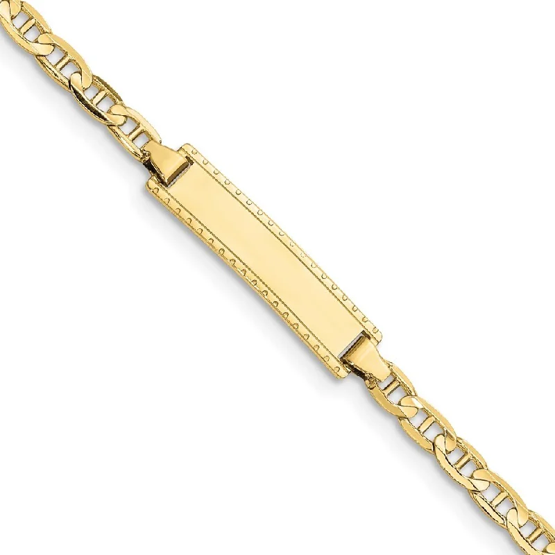 Women’s luxury cuff bracelets-10k Yellow Gold Anchor Link ID Bracelet, 6" (W-4.8mm)