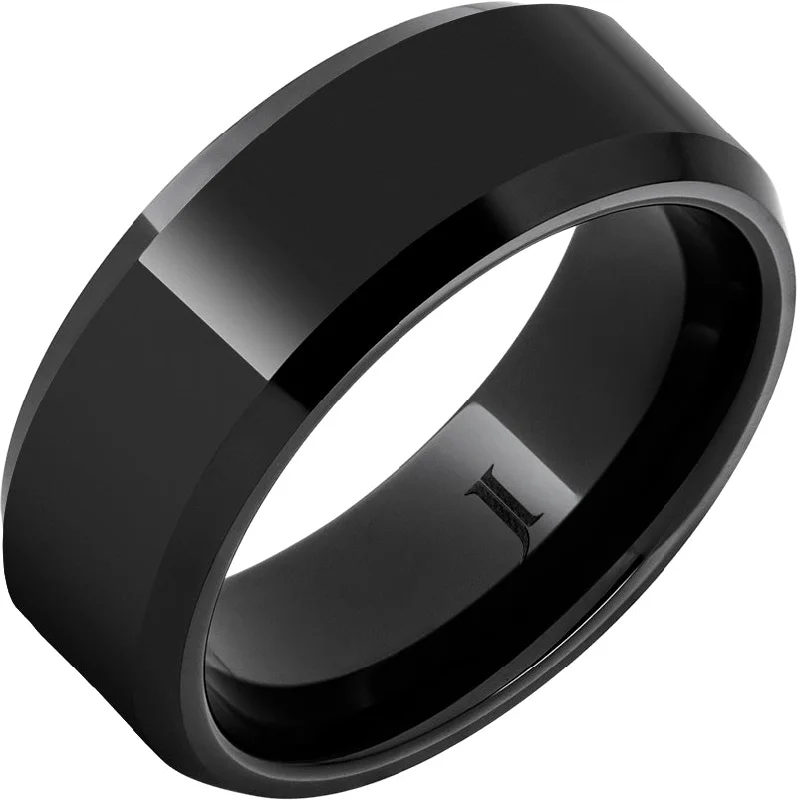 Women’s gemstone rings-Black Diamond Ceramic™ Ring with Beveled Edges