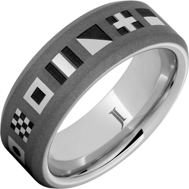 Women’s thin band rings-Sailing Flag Serinium® Beveled Edge Ring