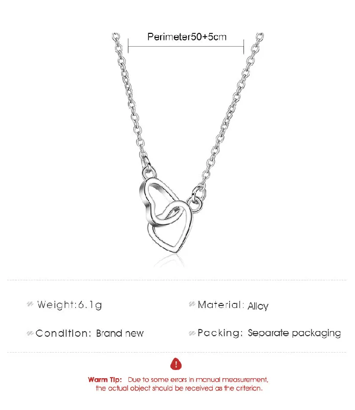 Women’s heart-shaped necklaces-Wholesale Jewelry Double Hollow Heart Splicing Pendant Necklace Gooddiy