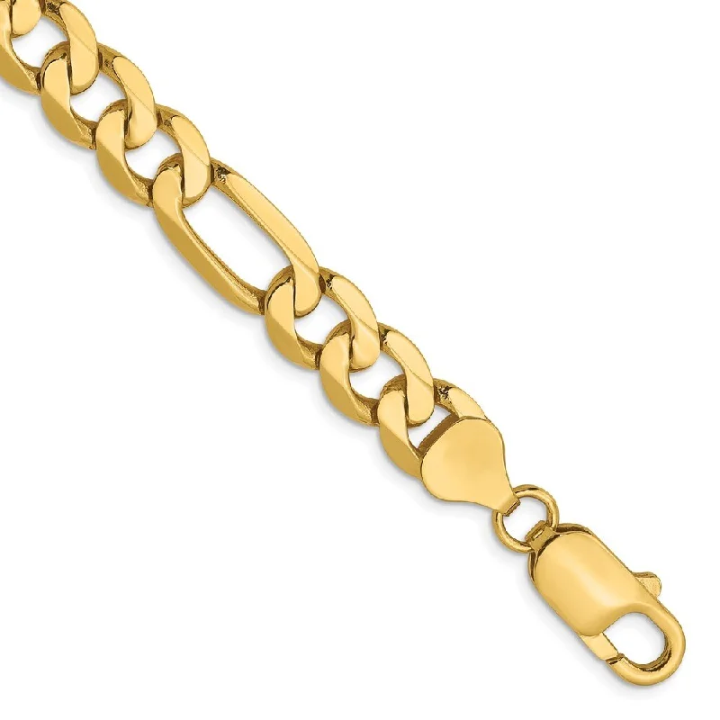 Women’s wrap-around bracelets-14k Yellow Gold 7.5mm Flat Figaro Chain Bracelet, 8"