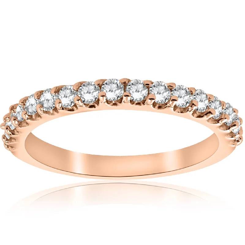 Women’s minimalistic diamond engagement rings-1/2CT Diamond Ring 14k Rose Gold Womens Wedding Anniversary Band