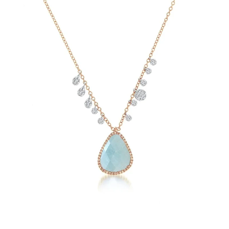 Women’s heart necklaces-Meira T Milky Aqua Charm Necklace