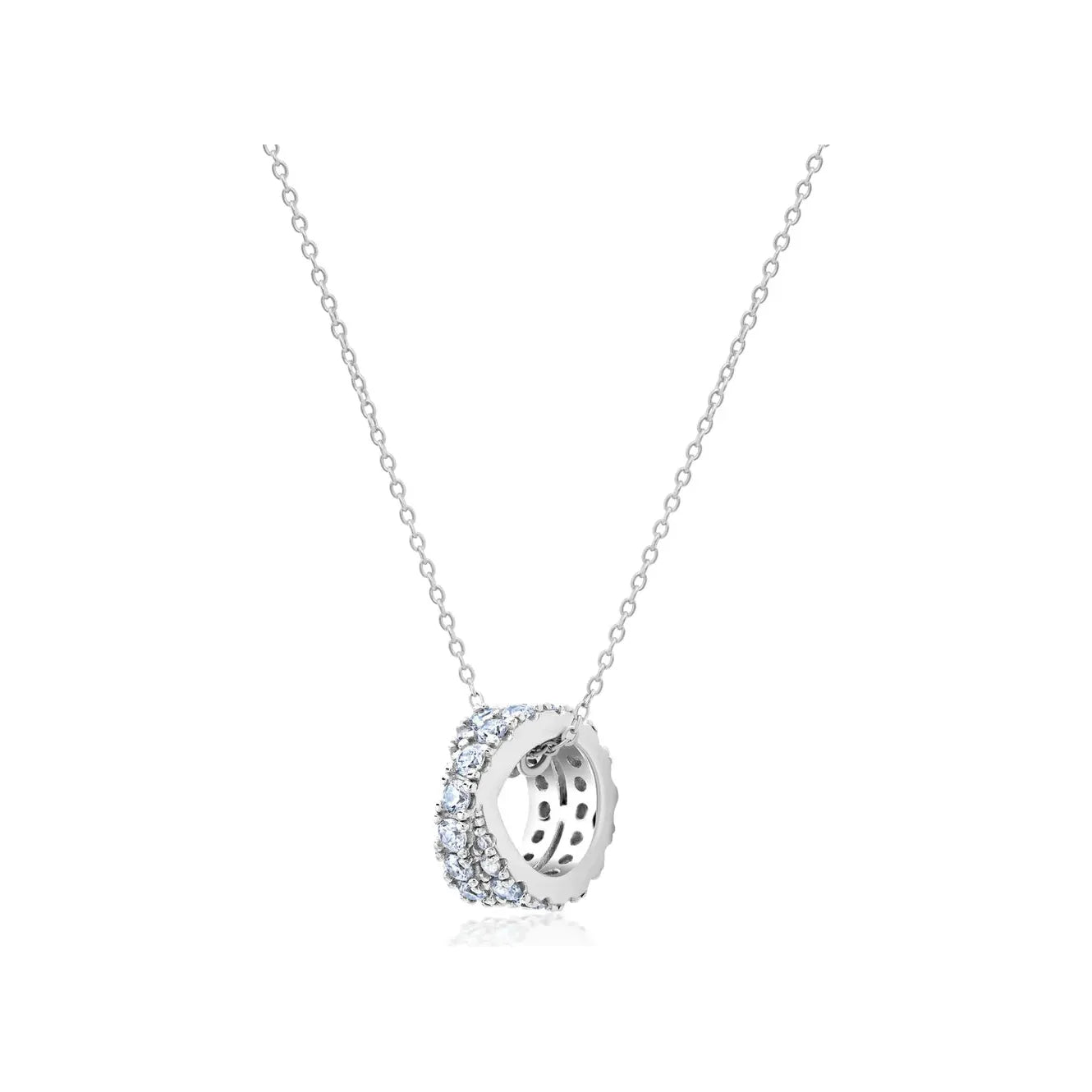 Women’s gold-plated necklaces-CRISLU  Grace Criss Cross Rolling Pendant- Platinum