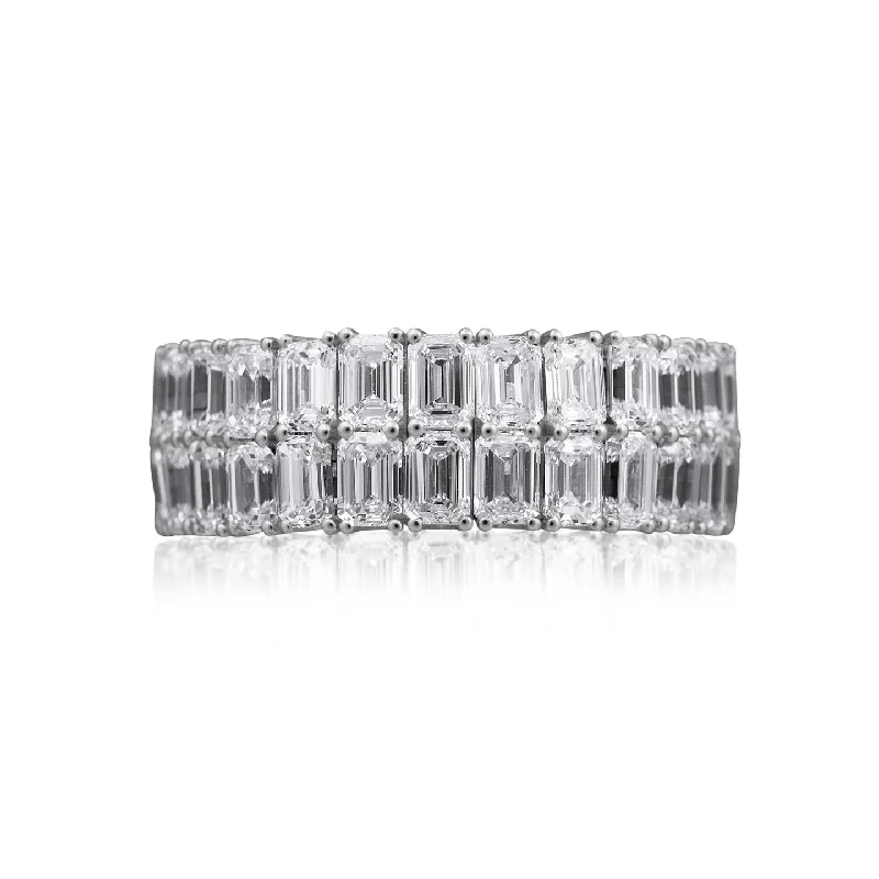 Women’s chunky rings-2-Row Emerald Cut Diamond Xpandable™ Bridal Ring