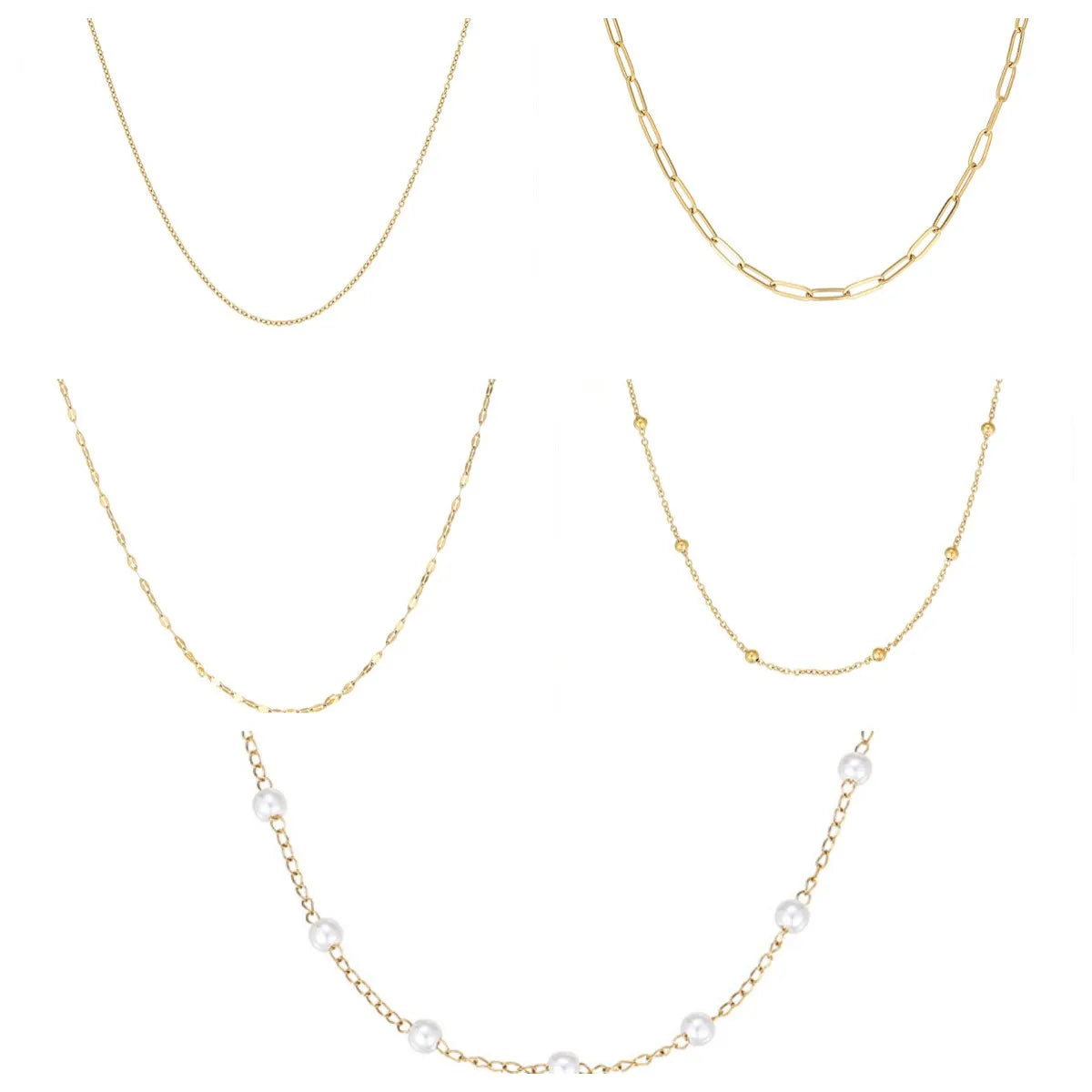 Women’s simple gold chain necklaces-Simple Style Classic Style Solid Color Stainless Steel Plating Gold Plated Necklace