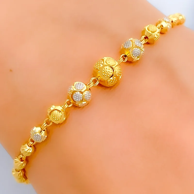 Women’s bridal bangles-Sophisticated Curved Orb 22k Gold Bracelet