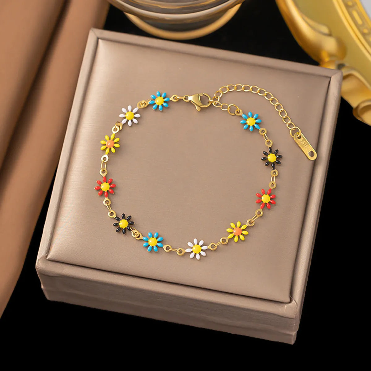 32 [Ae140] Colorful Daisy Bracelet Gold