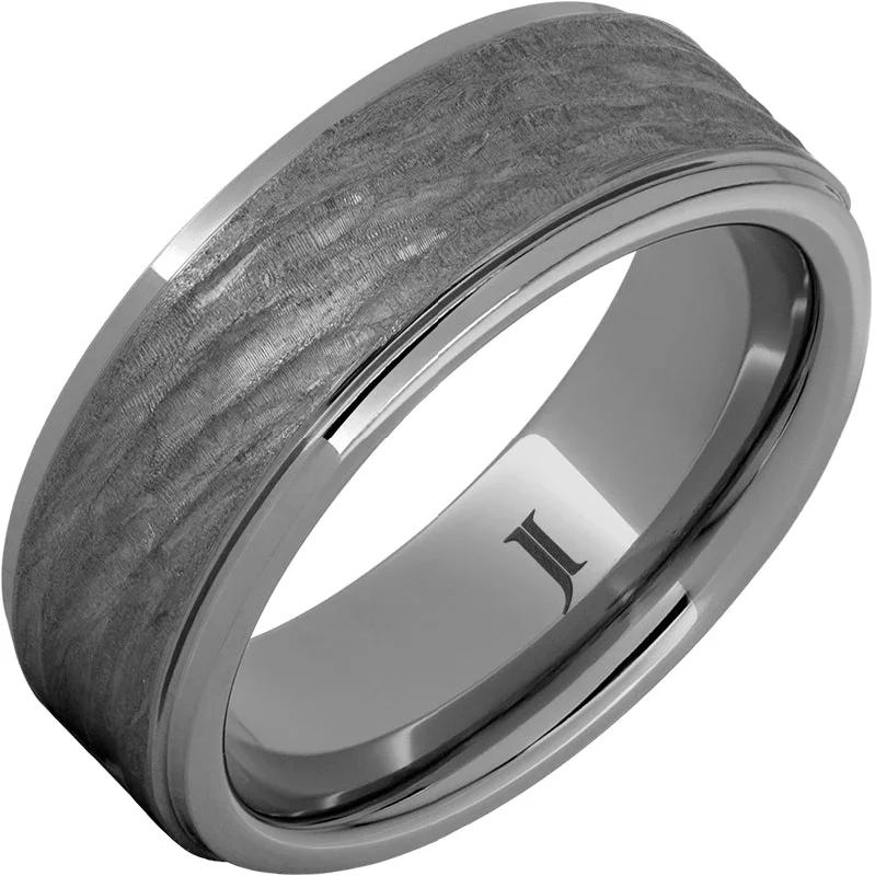 Women’s unique engagement rings-Rugged Tungsten™ Ring with Hard Carved Bark Finish