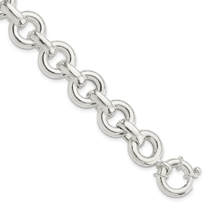 Women’s wrap-around bracelets-Sterling Silver Polished Fancy Link Bracelet-WBC-QG5839-8