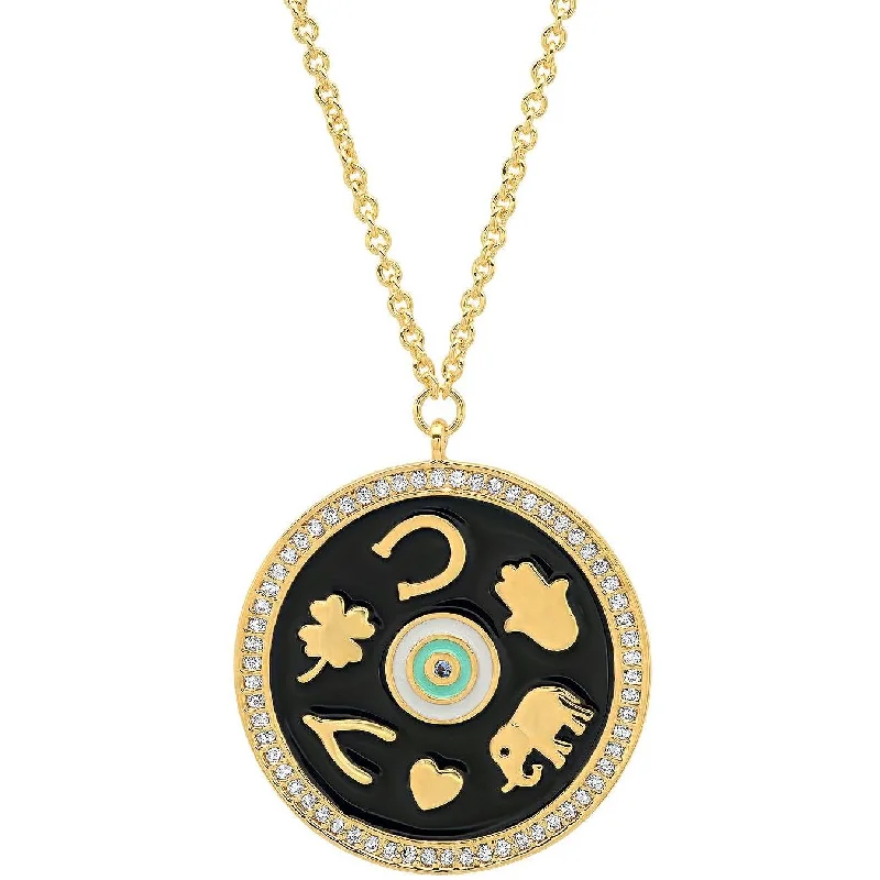 Women’s red gemstone necklaces-TAI GOLD LUCKY DISC PENDANT