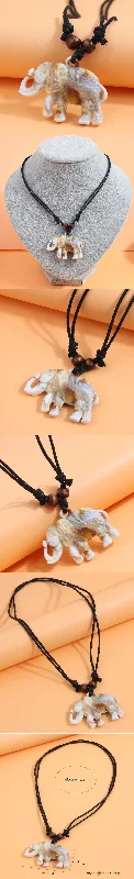 Women’s minimalistic chain necklaces-Vintage Style Ethnic Style Elephant Arylic Wholesale Pendant Necklace