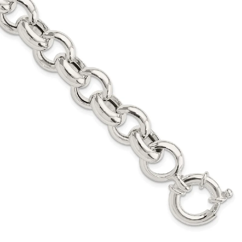 Women’s sparkling bracelets-Sterling Silver Polished Fancy Link Bracelet-WBC-QG5964-8